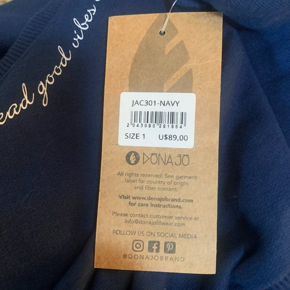 NWT DONA JO WOMENS 2 PIECE SWEATSHIRT & JOGGER "GOOD VIBES" SET NAVY SIZE 1 (SM) - Picture 11 of 15